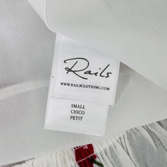 Rails Koreen Wrap Dress Womens Small Cherry Bloom Print Ruffle Summer Tie White - Picture 9 of 14